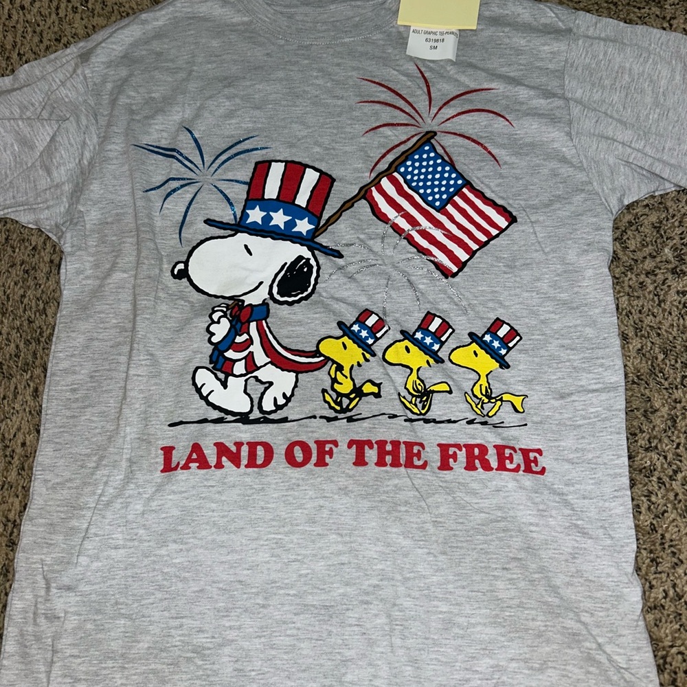 Snoopy 4th of July Adult Small T-Shirt